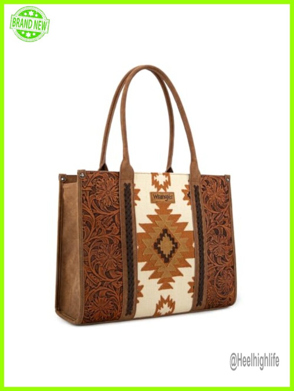Large Aztec Tapestry Tote Bag Genuine Leather Western Shoulder Purse Satchel